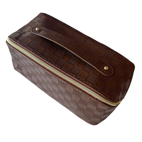 Checkered Makeup Travel Cosmetic Bag