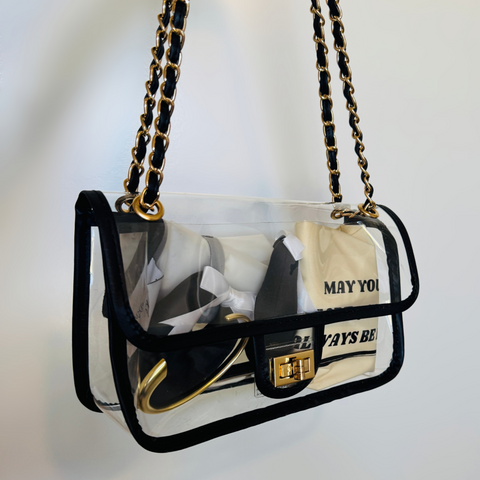 clear flap bag