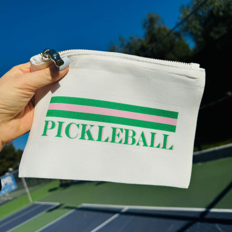 Pickleball Striped Cosmetic Bag