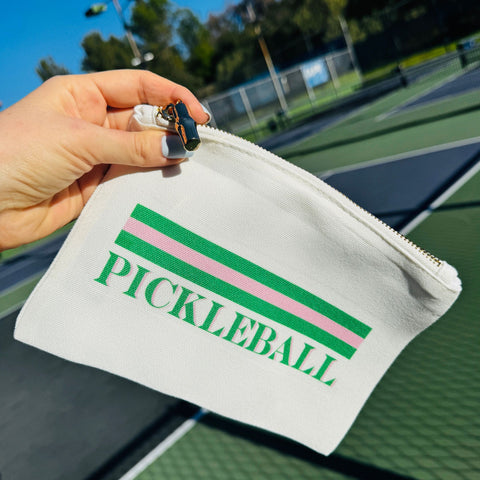 Pickleball Striped Cosmetic Bag